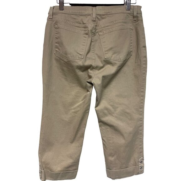 NYDJ Women's Tan Cropped Capris Rhinestone Detail Pants Size 10 - Picture 4 of 12